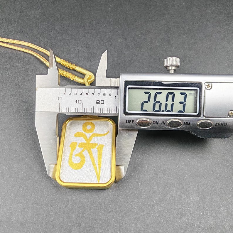 Hand-Painted OM Letter Locket - Sacred Tibetan Gau Box Amulet- Religious Talisman Pendant - Stainless Steel Necklace - Spiritual Gift