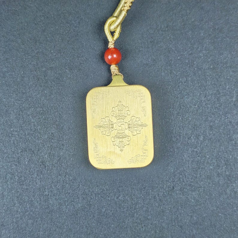 Hand-Painted OM Letter Locket - Sacred Tibetan Gau Box Amulet- Religious Talisman Pendant - Stainless Steel Necklace - Spiritual Gift