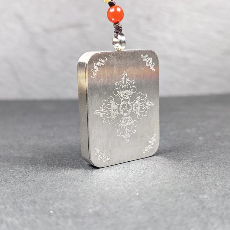 Hand-Painted Yellow Jambhala Locket Necklace – Tibetan Gau Amulet