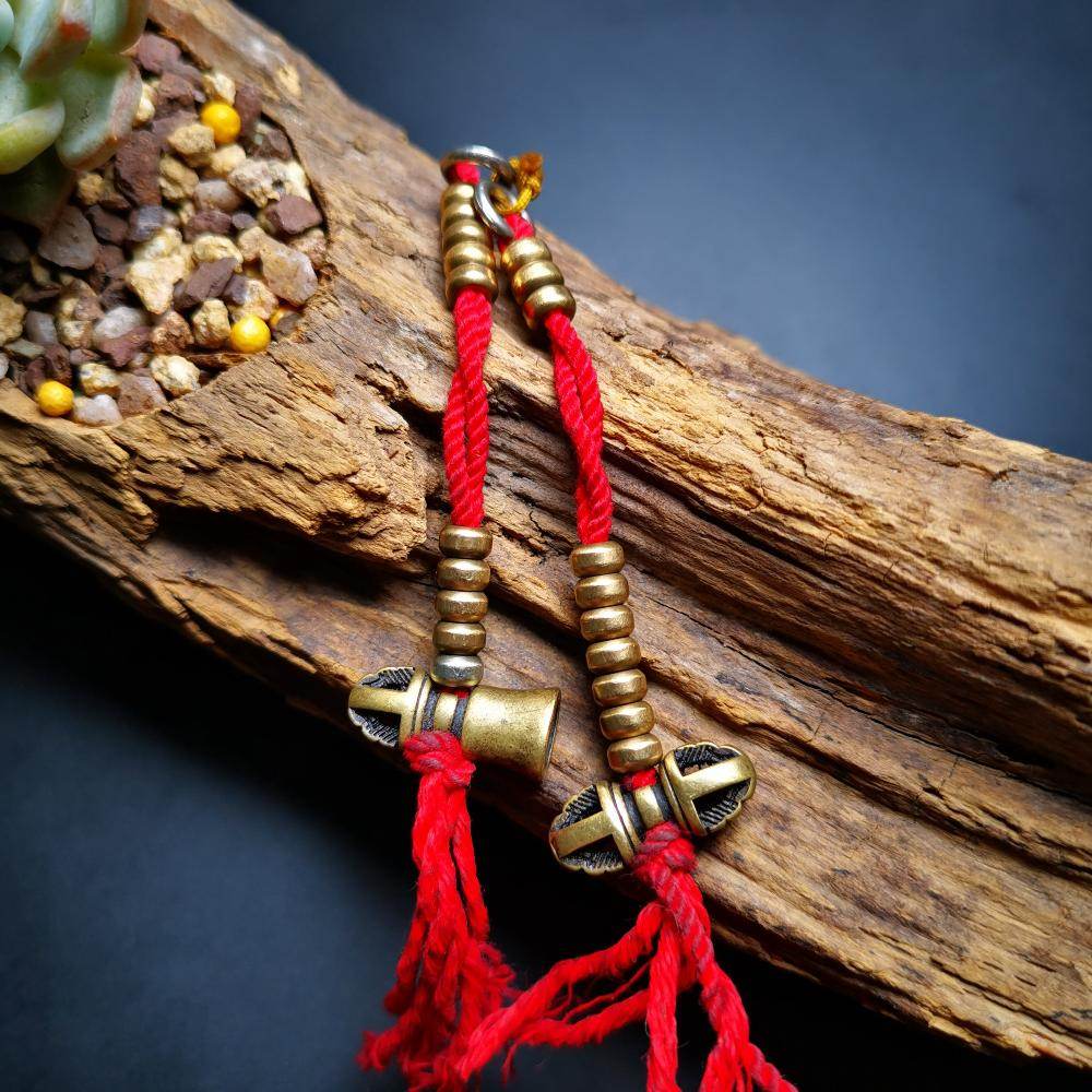 5mm Brass Prayer Bead Counters with Dorje Bell Pendant - Tibetan Buddhist art, view 5