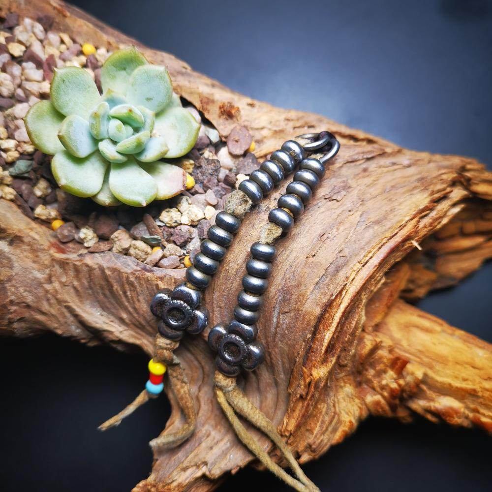 6mm Cold Iron Prayer Bead Counters with Gesang Flower Pendant - Tibetan Buddhist art, view 4