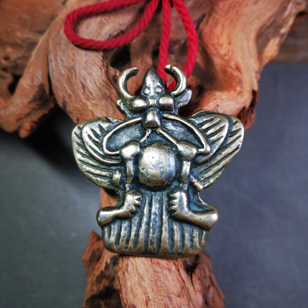 Garuda Amulet - 2.56" - 80Years - Tibetan Buddhist amulet, close-up detail