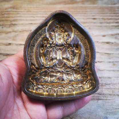 Chenrezig,Four Armed Padmapani Tsa Tsa Mold - Tibetan tsa tsa mold, size reference