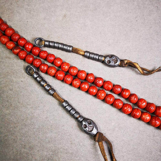 6mm Cold Iron Prayer Bead Counters - Tibetan Buddhist art, detailed view