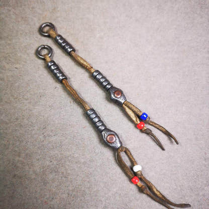 6mm Cold Iron Prayer Bead Counters with Mantra Dot Pendant - Tibetan Buddhist art, view 4