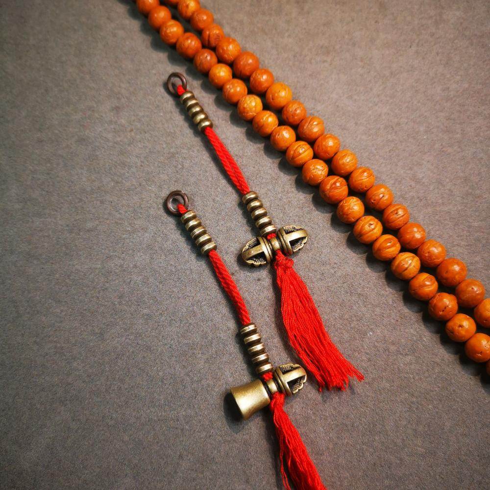 5mm Brass Prayer Bead Counters with Dorje Bell Pendant - Tibetan Buddhist art, view 7