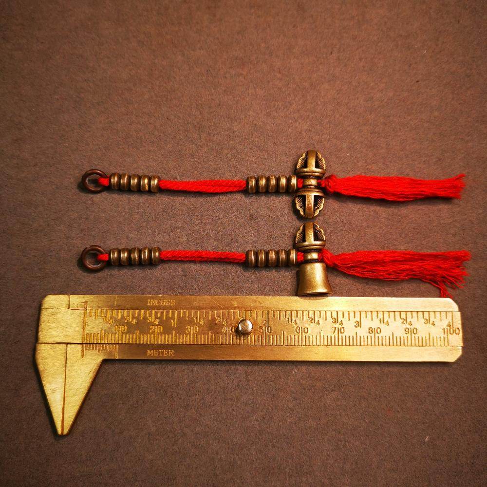5mm Brass Prayer Bead Counters with Dorje Bell Pendant - Tibetan Buddhist art, view 8