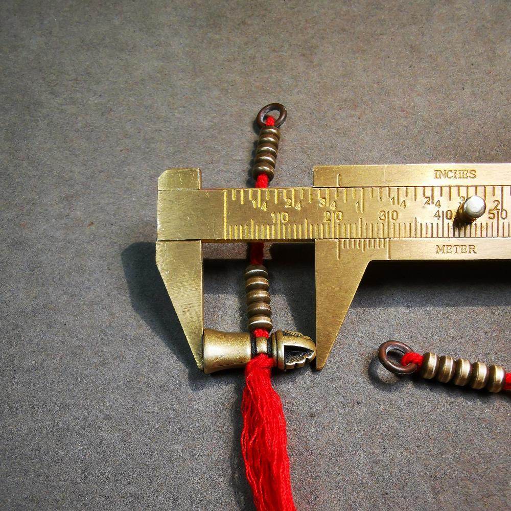 5mm Brass Prayer Bead Counters with Dorje Bell Pendant - Tibetan Buddhist art, view 10