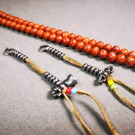 6mm Cold Iron Prayer Bead Counters - Tibetan Buddhist art, front view