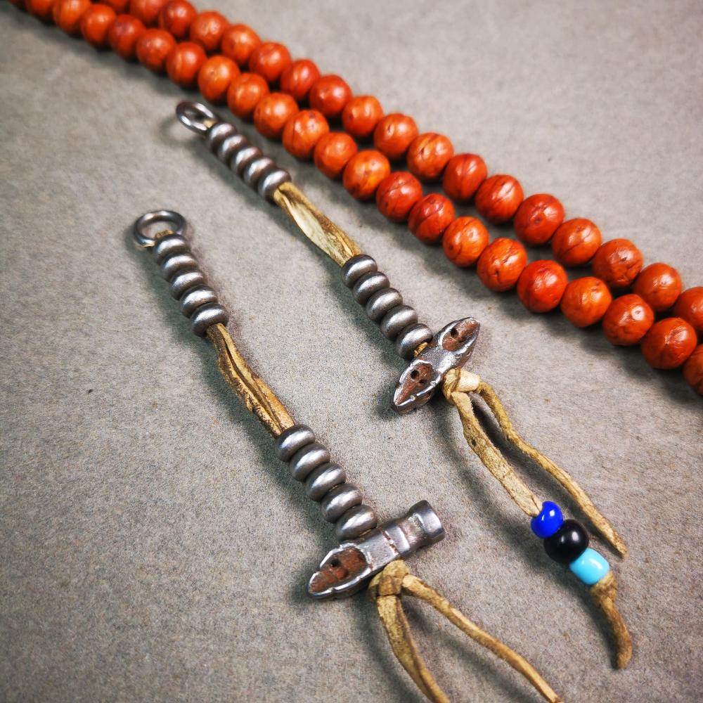 6mm Cold Iron Prayer Bead Counters with Dorje Bell Pendant - Tibetan Buddhist art, view 5