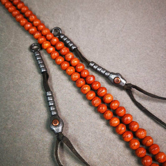 6mm Cold Iron Prayer Bead Counters - Tibetan Buddhist art, detailed view