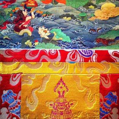 Yellow Jambhala - Tibetan thangka painting, view 11