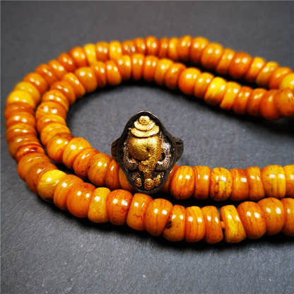 Shankha Conch Ring - Tibetan Buddhist art, close-up detail