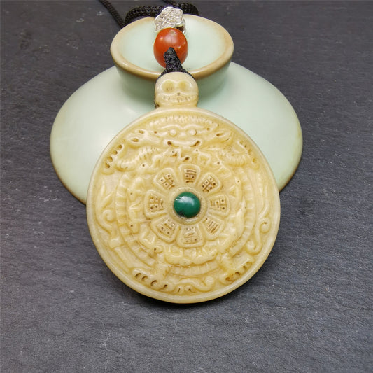 Gandhanra Unique Old Kapala Pendant,Tibetan Buddhist Amulet,Melong,SIPAHO