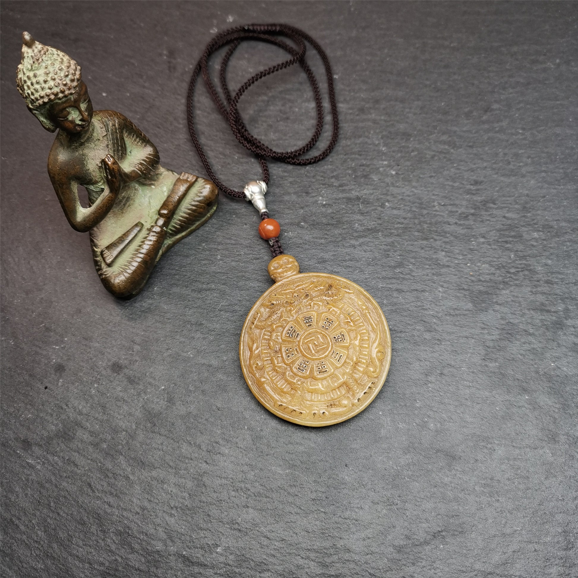 Gandhanra Unique Old Kapala Pendant,Tibetan Buddhist Amulet,Melong,SIPAHO