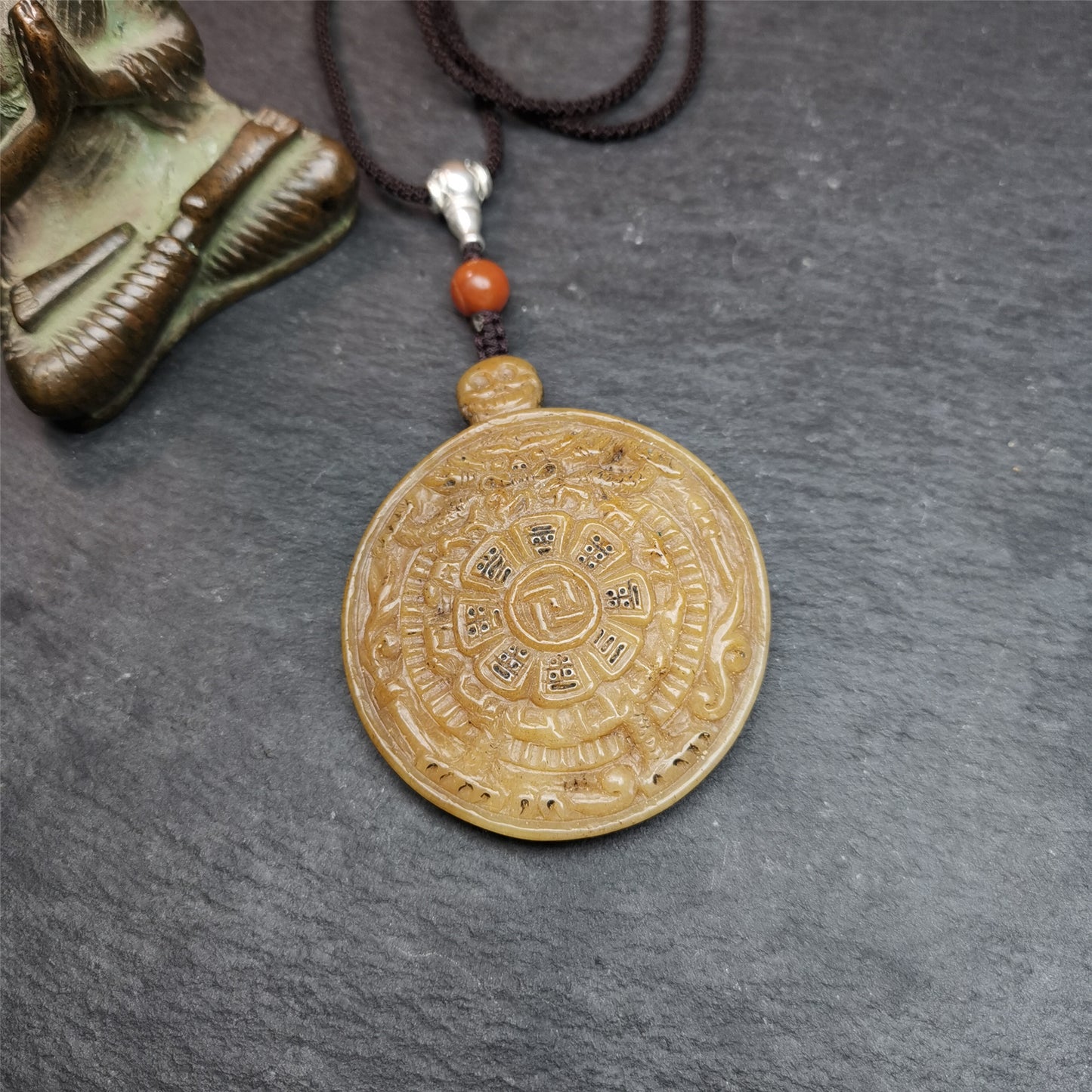 Gandhanra Unique Old Kapala Pendant,Tibetan Buddhist Amulet,Melong,SIPAHO