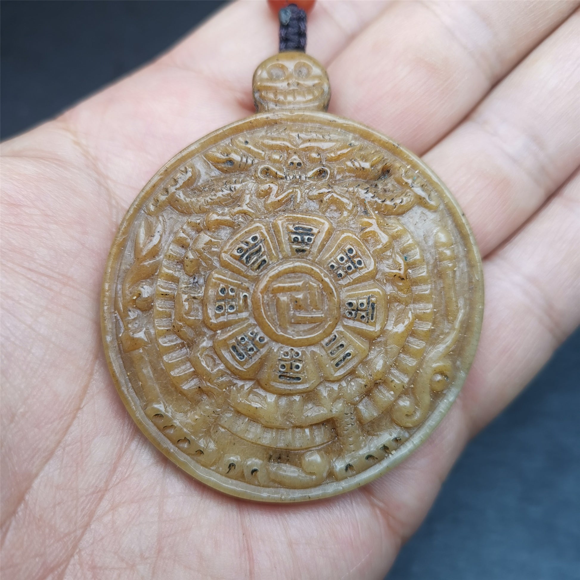 Gandhanra Unique Old Kapala Pendant,Tibetan Buddhist Amulet,Melong,SIPAHO