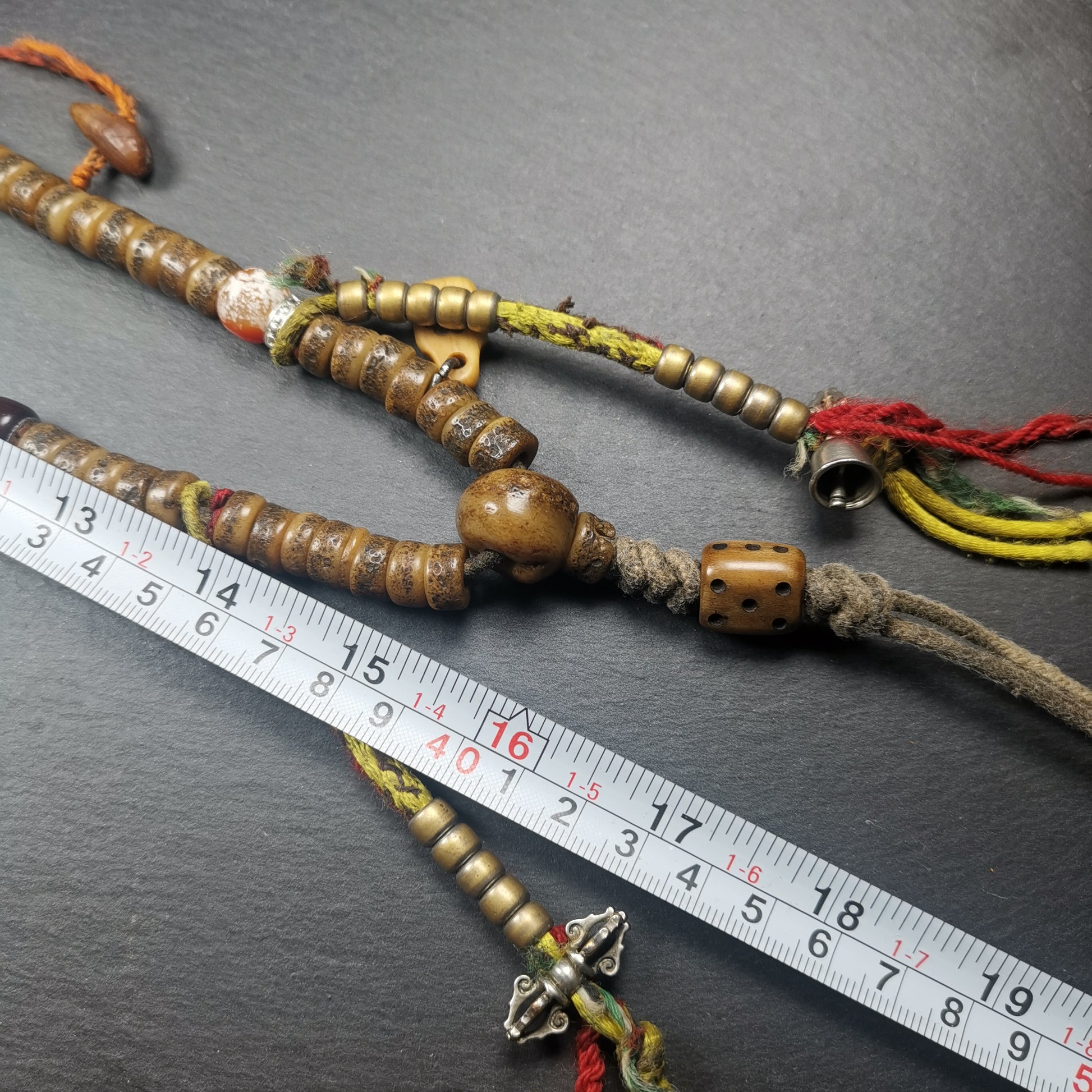 Gandhanra Old Tibetan Kapala Mala,Skull Bone Prayer Bead of Yachen Gar,collected from Nyingma Yachen Gar, and has been passed down since the 19th century,used and blessed by lamas.Comes from the master of sky burial, made according to traditional rituals, and accessories are gradually added,collection level.