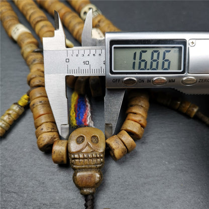 Gandhanra Authentic Tibetan Kapala Mala Necklace,Old Skull Bone Prayer Bead