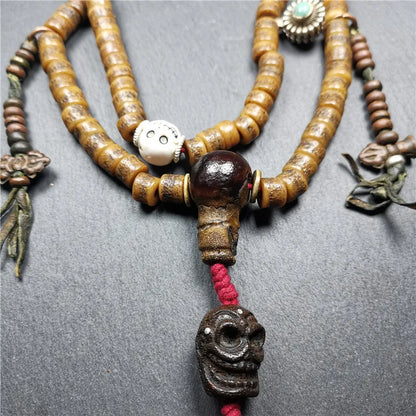 Authentic Tibetan Kapala Mala Necklace,Old Skull Bone Prayer Bead,19th,Gandhanra Art collected