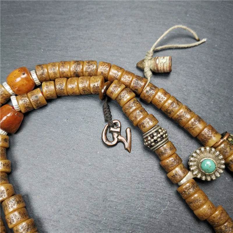 Old Kapala Skull Bone Mala - Tibetan Buddhist mala beads, view 9
