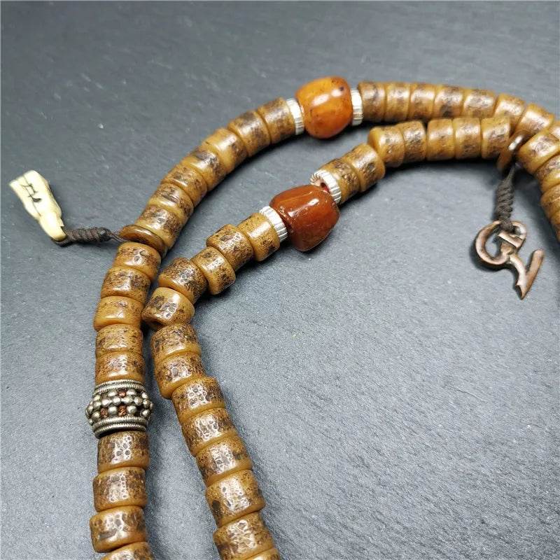 Old Kapala Skull Bone Mala - Tibetan Buddhist mala beads, view 10