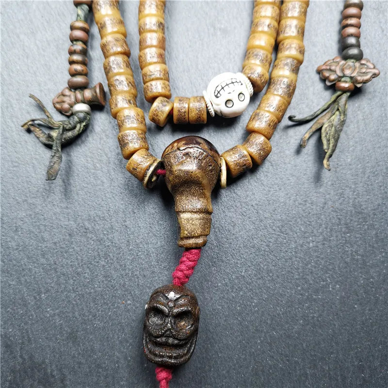 Authentic Tibetan Kapala Mala Necklace,Old Skull Bone Prayer Bead,19th,Gandhanra Art collected