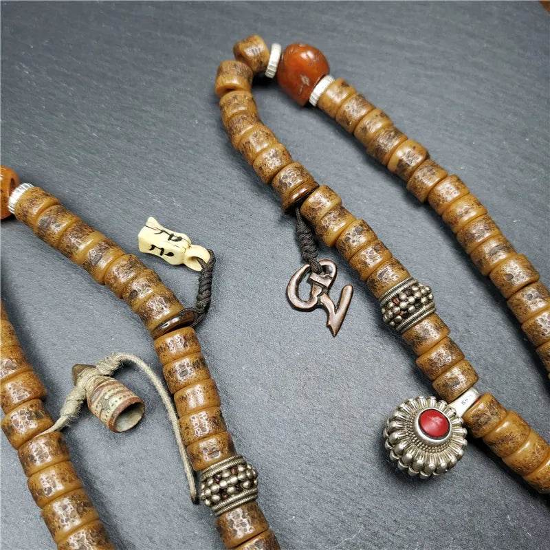 Old Kapala Skull Bone Mala - Tibetan Buddhist mala beads, view 12