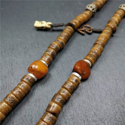 Old Kapala Skull Bone Mala - Tibetan Buddhist mala beads, view 13