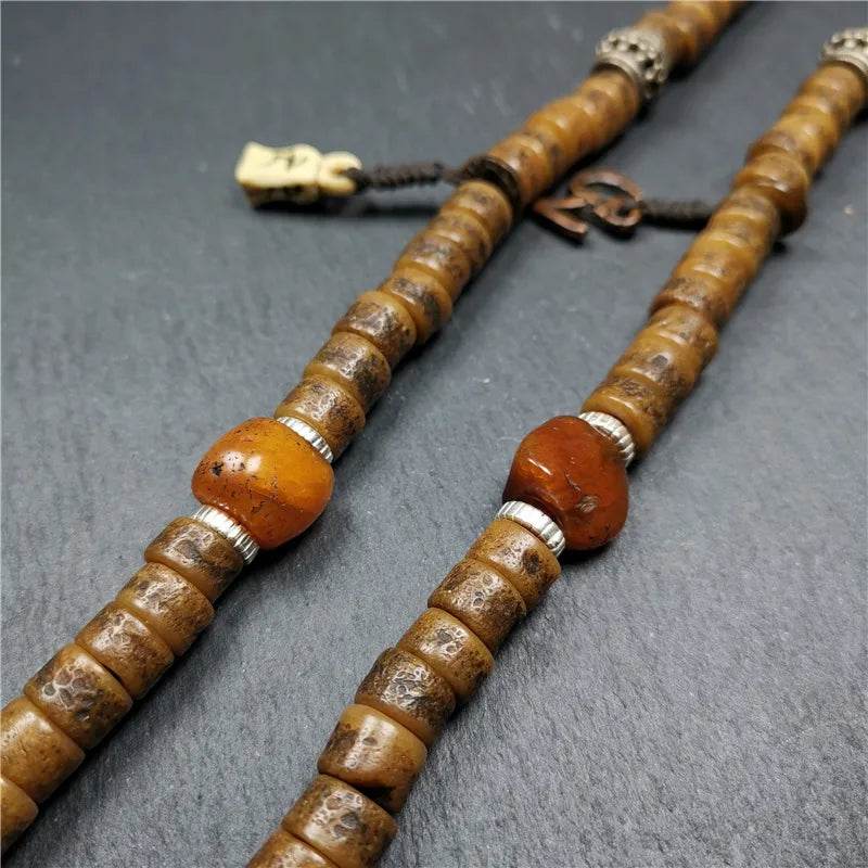 Old Kapala Skull Bone Mala - Tibetan Buddhist mala beads, view 13