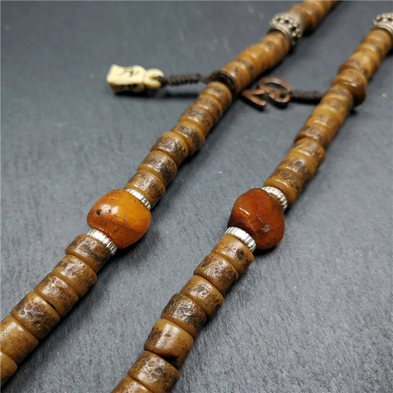 Authentic Tibetan Kapala Mala Necklace,Old Skull Bone Prayer Bead,19th,Gandhanra Art collected