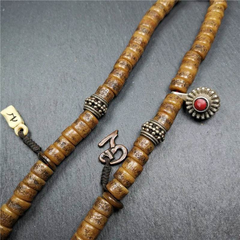 Old Kapala Skull Bone Mala - Tibetan Buddhist mala beads, view 14