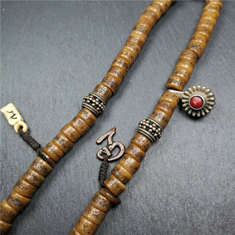 Authentic Tibetan Kapala Mala Necklace,Old Skull Bone Prayer Bead,19th,Gandhanra Art collected