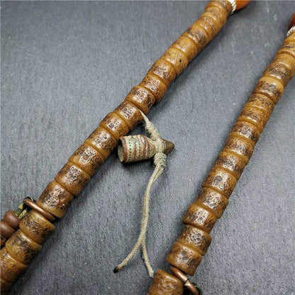 Old Kapala Skull Bone Mala - Tibetan Buddhist mala beads, view 15