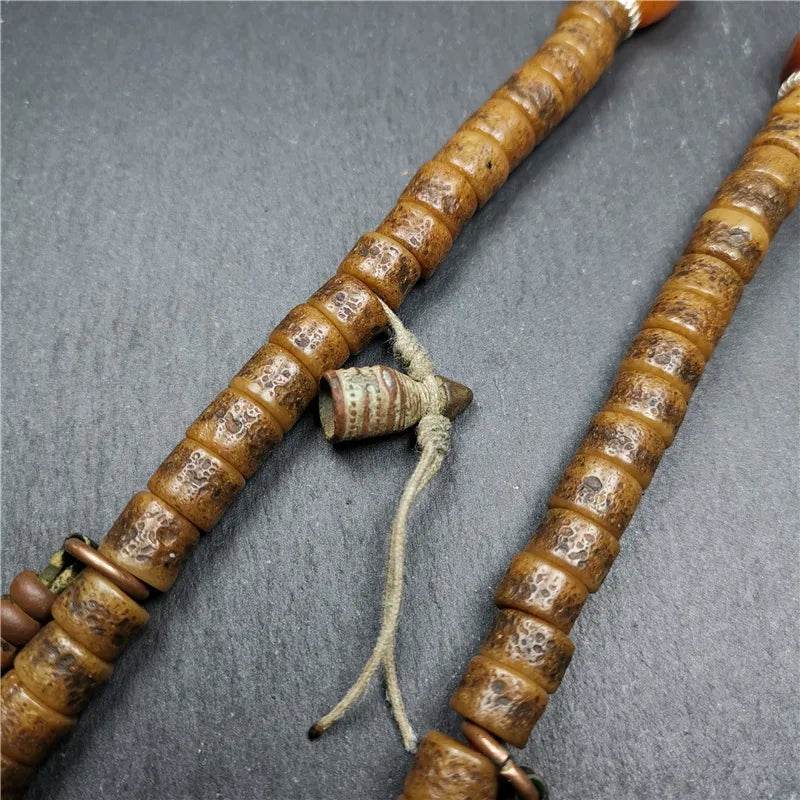 Old Kapala Skull Bone Mala - Tibetan Buddhist mala beads, view 15