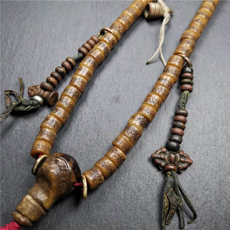 Old Kapala Skull Bone Mala - Tibetan Buddhist mala beads, view 16