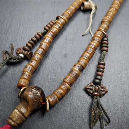 Authentic Tibetan Kapala Mala Necklace,Old Skull Bone Prayer Bead,19th,Gandhanra Art collected