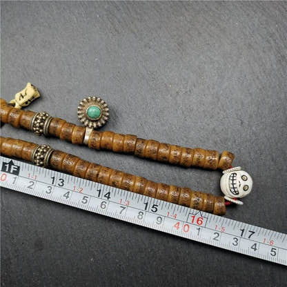 Old Kapala Skull Bone Mala - Tibetan Buddhist mala beads, view 17