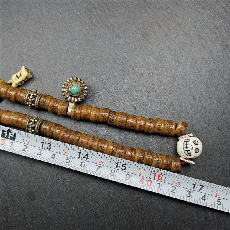 Old Kapala Skull Bone Mala - Tibetan Buddhist mala beads, view 17