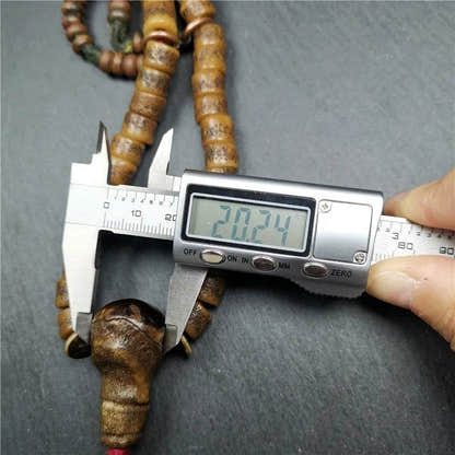 Old Kapala Skull Bone Mala - Tibetan Buddhist mala beads, view 25