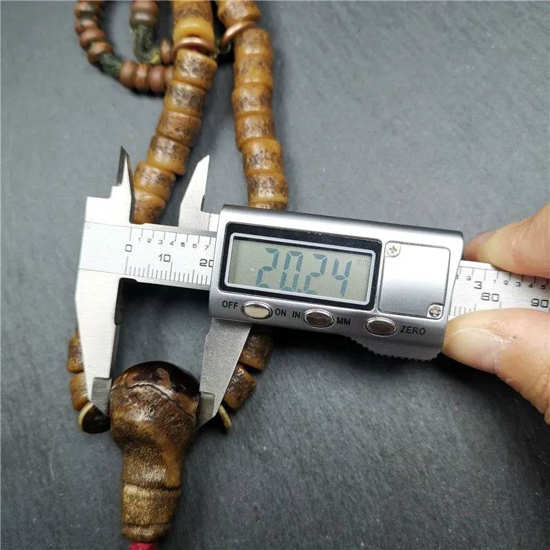 Old Kapala Skull Bone Mala - Tibetan Buddhist mala beads, view 25