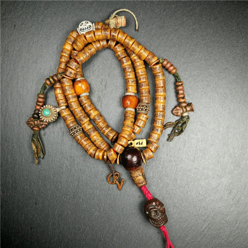 Authentic Tibetan Kapala Mala Necklace,Old Skull Bone Prayer Bead,19th,Gandhanra Art collected