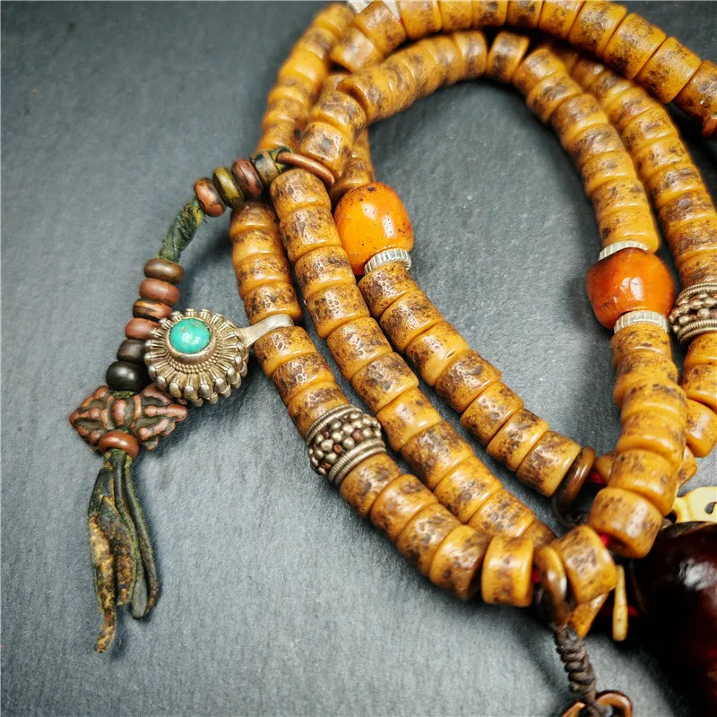 Authentic Tibetan Kapala Mala Necklace,Old Skull Bone Prayer Bead,19th,Gandhanra Art collected