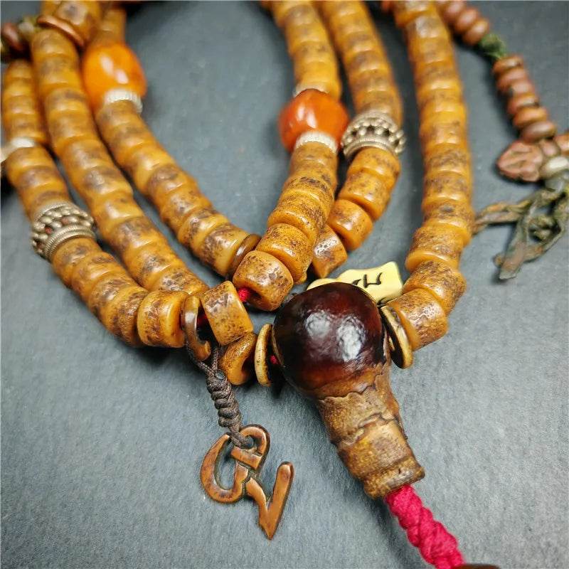 Old Kapala Skull Bone Mala - Tibetan Buddhist mala beads, view 4