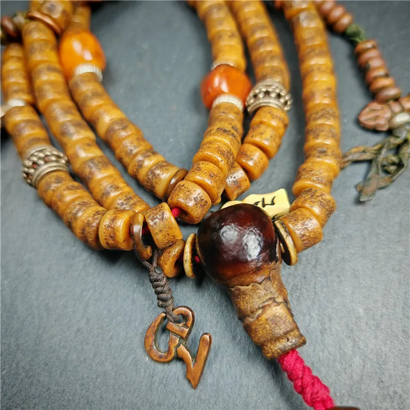 Authentic Tibetan Kapala Mala Necklace,Old Skull Bone Prayer Bead,19th,Gandhanra Art collected