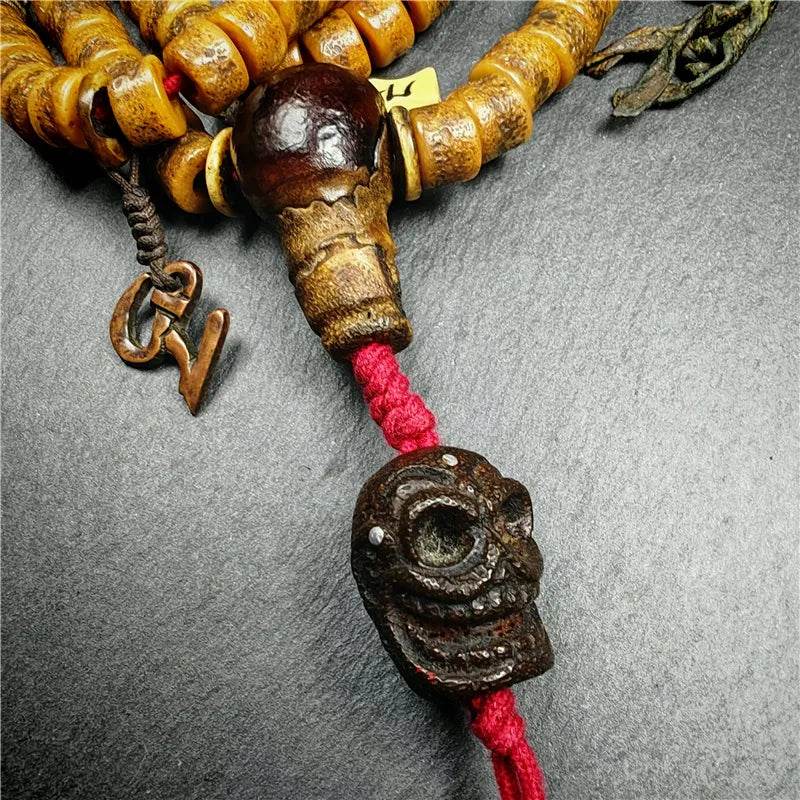 Old Kapala Skull Bone Mala - Tibetan Buddhist mala beads, view 6