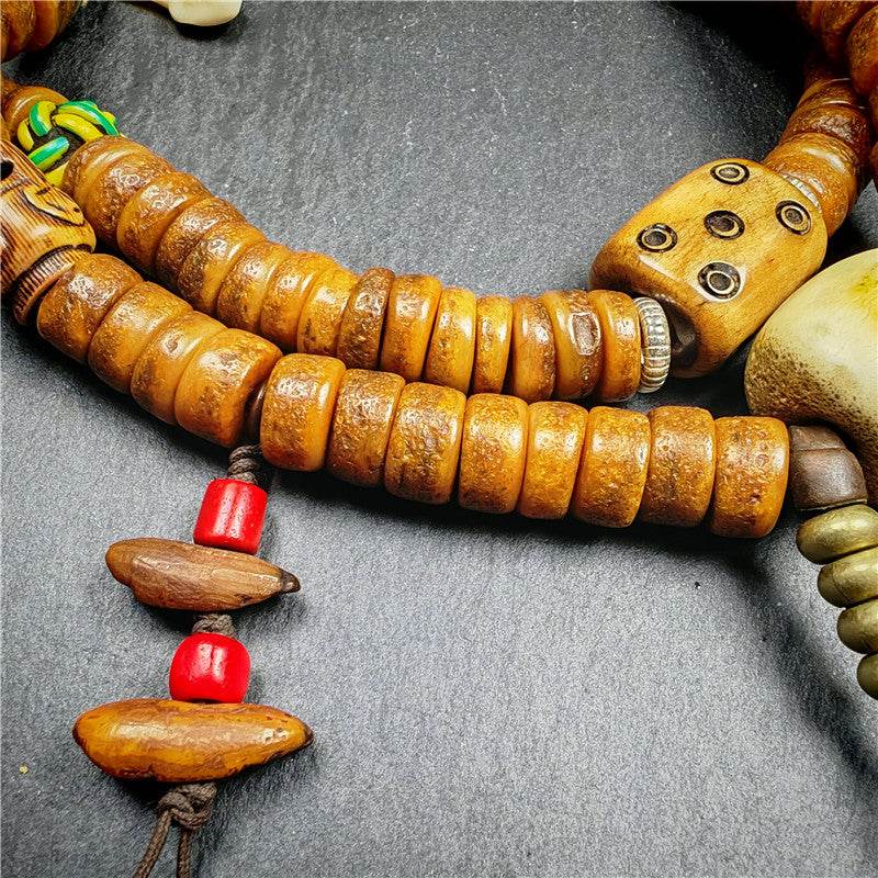 Old Kapala Skull Bone Mala - Tibetan Buddhist mala beads, view 7