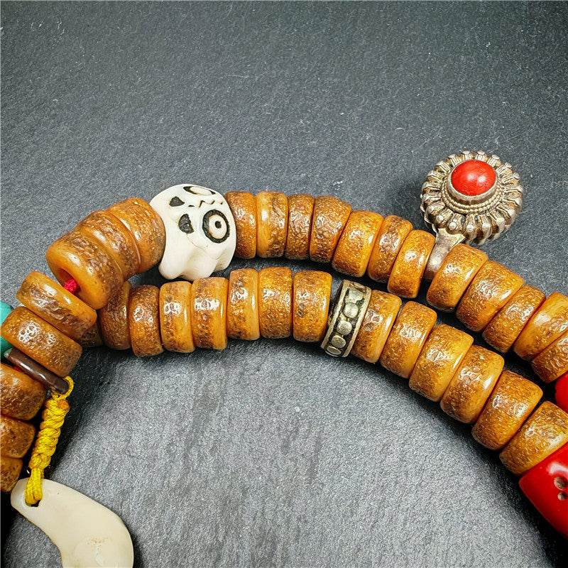 Old Kapala Skull Bone Mala - Tibetan Buddhist mala beads, view 9