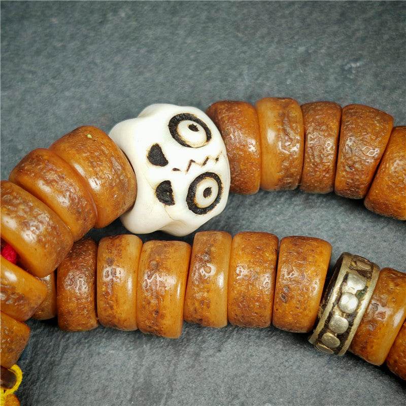 Old Kapala Skull Bone Mala - Tibetan Buddhist mala beads, view 12