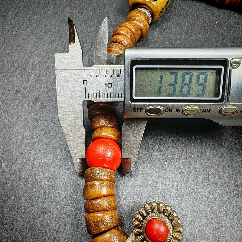 Old Kapala Skull Bone Mala - Tibetan Buddhist mala beads, view 21